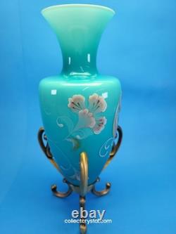 Fenton Landmark Collection Blue Glass Vase Amphora LE 7291/8800 Signed M. Kibbe