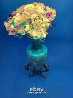 Fenton Landmark Collection Blue Glass Vase Amphora LE 7291/8800 Signed M. Kibbe