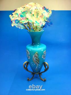 Fenton Landmark Collection Blue Glass Vase Amphora LE 7291/8800 Signed M. Kibbe