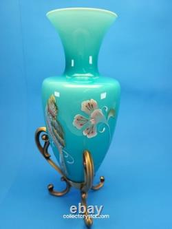 Fenton Landmark Collection Blue Glass Vase Amphora LE 7291/8800 Signed M. Kibbe