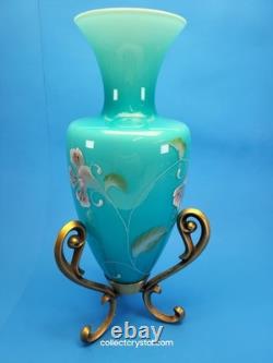 Fenton Landmark Collection Blue Glass Vase Amphora LE 7291/8800 Signed M. Kibbe