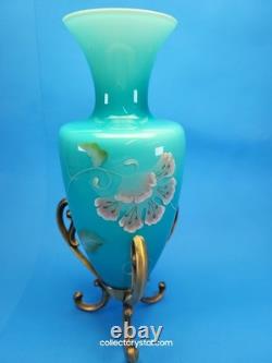 Fenton Landmark Collection Blue Glass Vase Amphora LE 7291/8800 Signed M. Kibbe