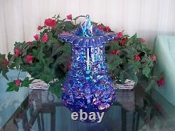 Fenton, Large JIP Poppy Show Vase, Cobalt Blue Irridized, Imperial Glass HTF