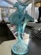 Fenton Large triple Jack in the Pulpit Blue carnival glass vase c. 16 tall