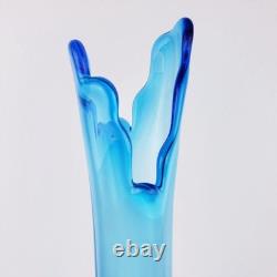 Fenton MCM Colonial Blue Hobnail Swung Glass Stretch Pedestal Vase 20 Tall Fenton MCM Colonial Blue Hobnail Swung Glass Stretch Pedestal Vase 20 Tall