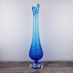 Fenton MCM Colonial Blue Hobnail Swung Glass Stretch Pedestal Vase 20 Tall Fenton MCM Colonial Blue Hobnail Swung Glass Stretch Pedestal Vase 20 Tall