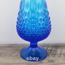 Fenton MCM Colonial Blue Hobnail Swung Glass Stretch Pedestal Vase 20 Tall Fenton MCM Colonial Blue Hobnail Swung Glass Stretch Pedestal Vase 20 Tall