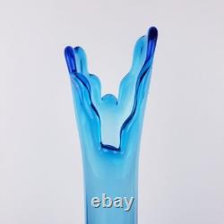 Fenton MCM Colonial Blue Hobnail Swung Glass Stretch Pedestal Vase 20 Tall Fenton MCM Colonial Blue Hobnail Swung Glass Stretch Pedestal Vase 20 Tall