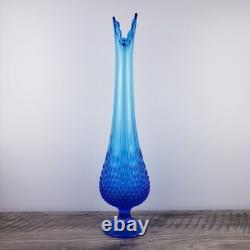 Fenton MCM Colonial Blue Hobnail Swung Glass Stretch Pedestal Vase 20 Tall Fenton MCM Colonial Blue Hobnail Swung Glass Stretch Pedestal Vase 20 Tall