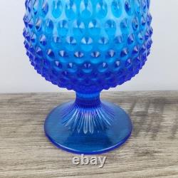 Fenton MCM Colonial Blue Hobnail Swung Glass Stretch Pedestal Vase 20 Tall Fenton MCM Colonial Blue Hobnail Swung Glass Stretch Pedestal Vase 20 Tall