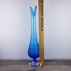 Fenton MCM Colonial Blue Hobnail Swung Glass Stretch Pedestal Vase 20 Tall Fenton MCM Colonial Blue Hobnail Swung Glass Stretch Pedestal Vase 20 Tall