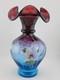 Fenton Mulberry Hex Vase Art Glass Signed George Fenton Rare 1997 Blue to Purple