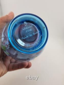 Fenton Mulberry Hex Vase Art Glass Signed George Fenton Rare 1997 Blue to Purple