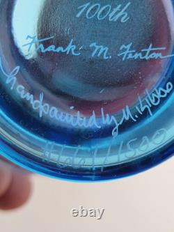 Fenton Mulberry Hex Vase Art Glass Signed George Fenton Rare 1997 Blue to Purple