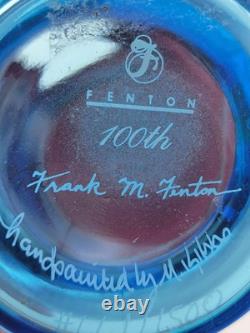 Fenton Mulberry Hex Vase Art Glass Signed George Fenton Rare 1997 Blue to Purple