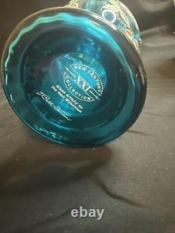 Fenton New Century XXl Art Glass Floral Blue Pitcher Vase Next Millennium Signed