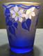 Fenton OOAK Hand Painted Floral Optic Diamond Cobalt Blue Vase Burton (2015) Exc