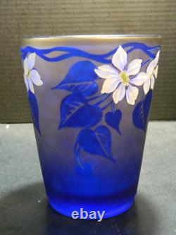 Fenton OOAK Hand Painted Floral Optic Diamond Cobalt Blue Vase Burton (2015) Exc