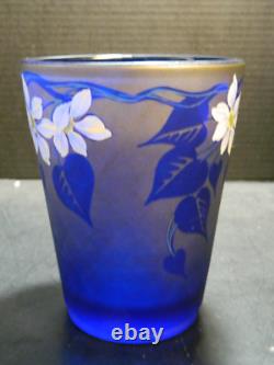 Fenton OOAK Hand Painted Floral Optic Diamond Cobalt Blue Vase Burton (2015) Exc
