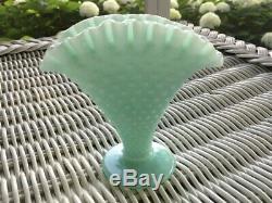 Fenton Pastel Hobnail Milk Glass Fan Vases Crimped Edge in Pink Blue Green HTF