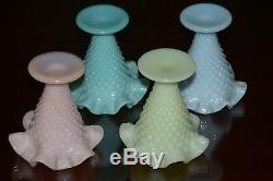 Fenton Pastel Trumpet Vases Turquoise, Blue, Yellow And Rose/Pink 4