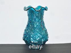 Fenton Poppy Show Blue Teal Iridescent 12 Vase