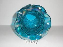 Fenton Poppy Show Blue Teal Iridescent 12 Vase