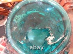 Fenton Poppy Show Blue Teal Iridescent 12 Vase