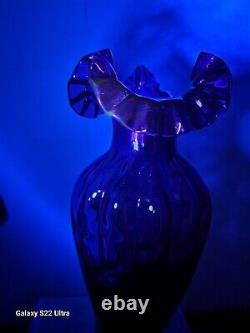 Fenton QVC Ruby+Twilight Blue=Mulberry/Plum Melon Vase! Parts Glow! WoW D. Fenton