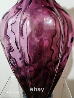 Fenton QVC Ruby+Twilight Blue=Mulberry/Plum Melon Vase! Parts Glow! WoW D. Fenton