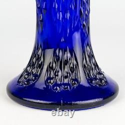 Fenton Royal Blue Knotted Beads Vase, Antique Cobalt Crimped Swung 9 1/4 Rare