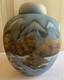 Fenton Satin Glass Ginger Jar Matte Blue Translucent Majestic Mountain Signed
