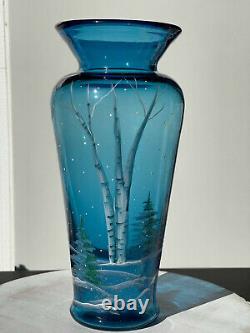 Fenton Silver Birch on Indigo blue vase