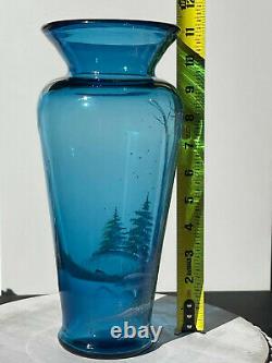 Fenton Silver Birch on Indigo blue vase
