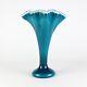 Fenton Silver Jamestown Blue Large Fan Vase, Vintage c1957 7262 Turquoise 13