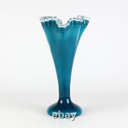 Fenton Silver Jamestown Blue Large Fan Vase, Vintage c1957 7262 Turquoise 13