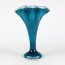 Fenton Silver Jamestown Blue Large Fan Vase, Vintage c1957 7262 Turquoise 13