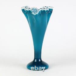 Fenton Silver Jamestown Blue Large Fan Vase, Vintage c1957 7262 Turquoise 13