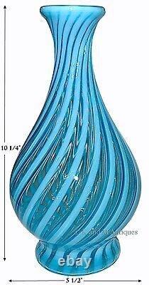 Fenton Spiral Optic #894 Large Blue Opalescent Bottle Vase