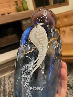 Fenton Studio Art Glass Vase painted Michelle Kibbe Martha Reynolds LE 1150/1250