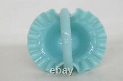 Fenton Style Hobnail Turquoise Aqua Blue Brides Basket Vase 2056B