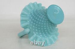 Fenton Style Hobnail Turquoise Aqua Blue Brides Basket Vase 2056B