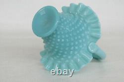 Fenton Style Hobnail Turquoise Aqua Blue Brides Basket Vase 2056B