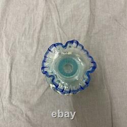 Fenton Vase Cobalt and Aqua Tranquility Hand Painted By DK Brightbill 6.25 FS