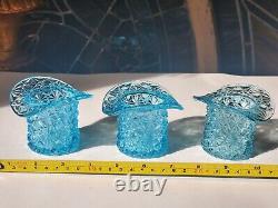 Fenton Vase Frosted Overlay Hand Painted, 3 Glass Vases and 3 Fenton Top Hats