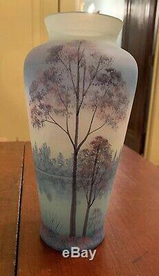 Fenton Vase Hand Painted Misty Morning 1986 Signed Limited Edition 341/1000