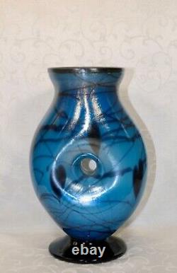 Fenton, Vase, Indigo Glass, Dave Fetty, Limited Edition, Hanging Hearts