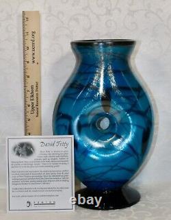 Fenton, Vase, Indigo Glass, Dave Fetty, Limited Edition, Hanging Hearts