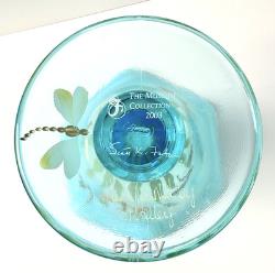 Fenton Vase Opalescent Blue Dragonfly Hand Painted Artist Signed N Kelley 2003