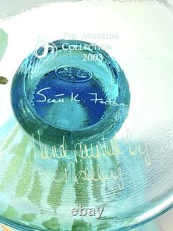 Fenton Vase Opalescent Blue Dragonfly Hand Painted Artist Signed N Kelley 2003